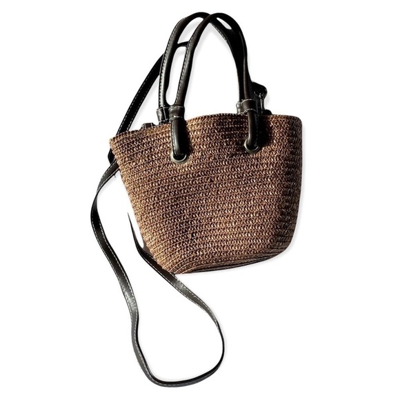 Coastal Grandma Mini Wheatstraw Tote Crossbody Strap Bag Brown - Picture 1 of 9